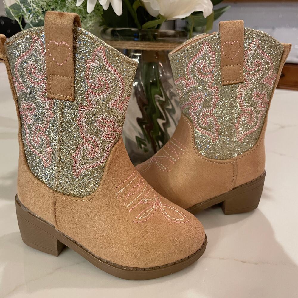 Toddler Girl First Step Tan Cowgirl Boots - Size 4